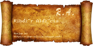 Ribár Alícia névjegykártya